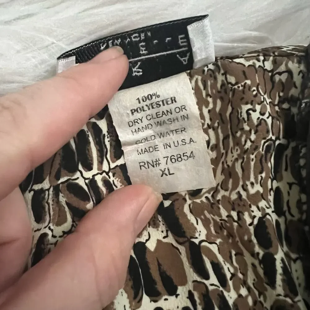 Vintage Maria Gabrielle Animal Print Midi Skirt Size XL